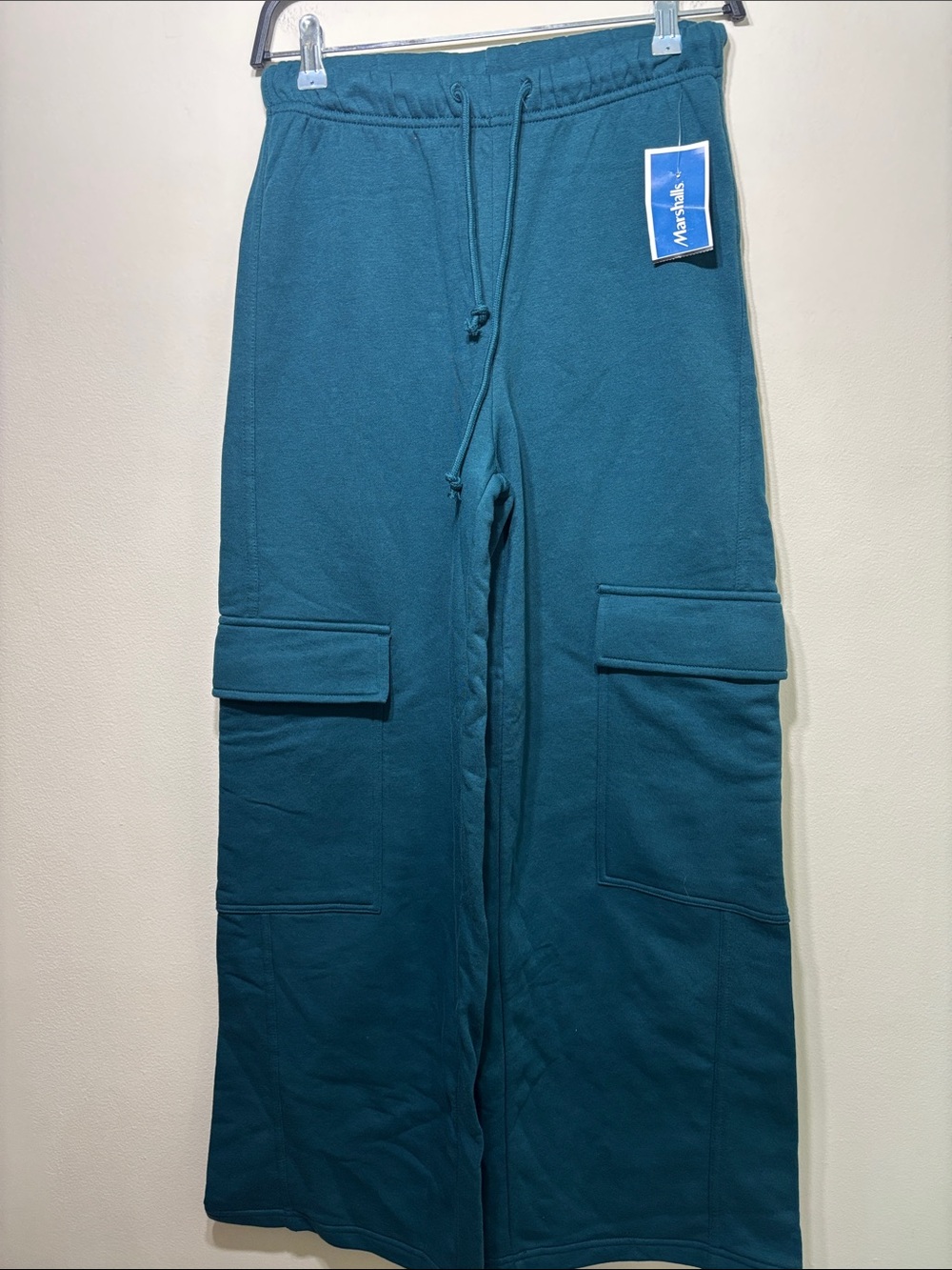 Zara Teal Wide Leg Cargo Sweatpants